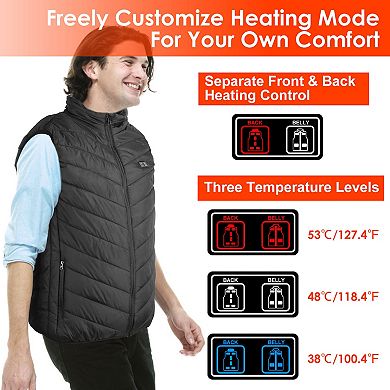 USB Heated Vest for Men & Women, Electric Thermal Jacket with 3 Adjustable Temperature Levels