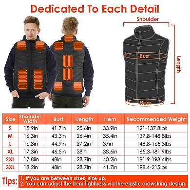USB Heated Vest for Men & Women, Electric Thermal Jacket with 3 Adjustable Temperature Levels