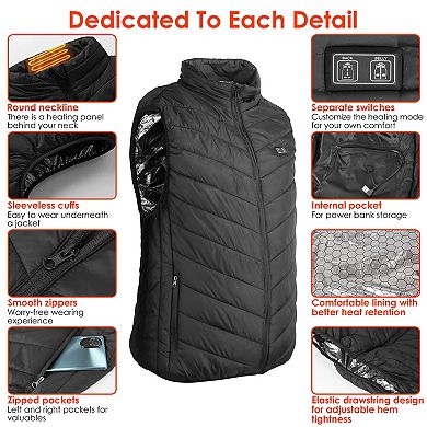 USB Heated Vest for Men & Women, Electric Thermal Jacket with 3 Adjustable Temperature Levels