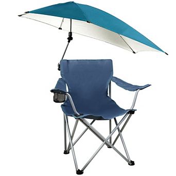 Foldable Beach Chair with Adjustable Canopy, Cup Holder, Umbrella & Carry Bag for Camping & Travel