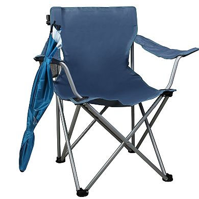 Foldable Beach Chair with Adjustable Canopy, Cup Holder, Umbrella & Carry Bag for Camping & Travel