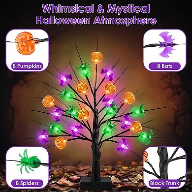 2-Pack Lighted Halloween Tabletop Trees with Timer