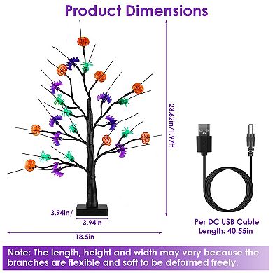 2-Pack Lighted Halloween Tabletop Trees with Timer