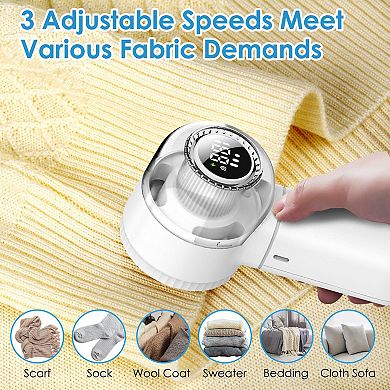 Rechargeable Fabric Shaver 6 Blade Lint Remover with 3 Speeds & Digital Display Defuzzer