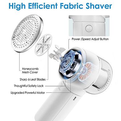 Rechargeable Fabric Shaver 6 Blade Lint Remover with 3 Speeds & Digital Display Defuzzer