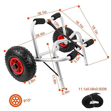 Foldable Kayak & Canoe Carrier Cart Trolley Trailer, 176lbs Capacity, Paddleboard Transport