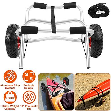 Foldable Kayak & Canoe Carrier Cart Trolley Trailer, 176lbs Capacity, Paddleboard Transport