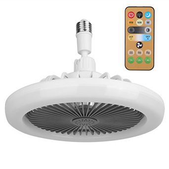 Ceiling Fan with Light & Remote, 9.4" E27 Socket Fan Lamp, Dimmable LED, 3 Speeds & Timer Function