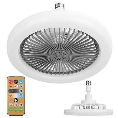 Ceiling Fan with Light & Remote, 9.4" E27 Socket Fan Lamp, Dimmable LED, 3 Speeds & Timer Function