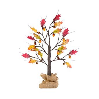 2 pc 2FT Lighted Maple Tree with 24 Warm LEDs, Timer, Battery Powered for Fall Decor Indoor/Outdoor