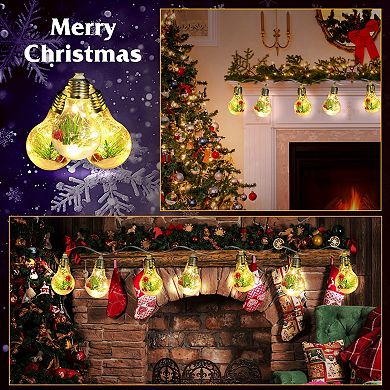 13.78FT Christmas Snow Globe String Lights 10 LED Battery Powered Indoor Decor with Berries