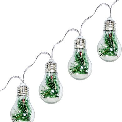 13.78FT Christmas Snow Globe String Lights 10 LED Battery Powered Indoor Decor with Berries