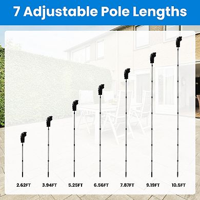 11.5FT Telescoping Gutter Cleaning Brush, Extendable Rain Gutter Tool with 2 Angled Brushes, Anti-Sl