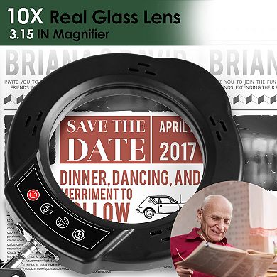 10X Magnifying Glass Lamp with Stand & Clamp, LED Light, 5 Modes Dimmable for Reading & Crafts