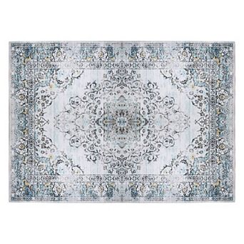 8x10FT Vintage Boho Area Rug Modern, Low Pile, Non-Slip, Waterproof & Machine Washable