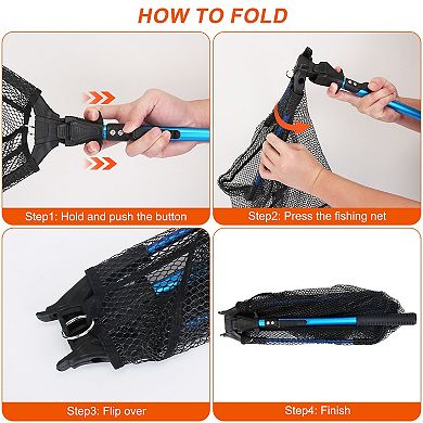 Foldable Fishing Net Aluminum Rod, EVA Handle, Durable Hex Mesh for Safe Fish Catching or Release