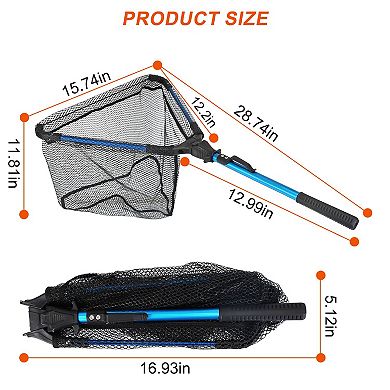 Foldable Fishing Net Aluminum Rod, EVA Handle, Durable Hex Mesh for Safe Fish Catching or Release