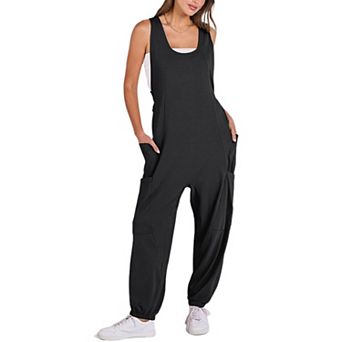 Women Jumpsuits Casual Summer Loose Outfits Beach Trendy Long Baggy Overalls Jumpers with Pockets