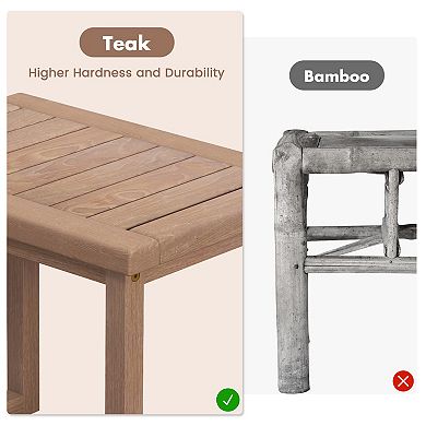 Long Natural Wood Bath Spa Stool with Non Slip Feet for Seniors