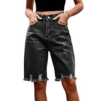 Women's Denim Shorts Ripped High Waisted Distressed Jean Shorts for Casual Wear