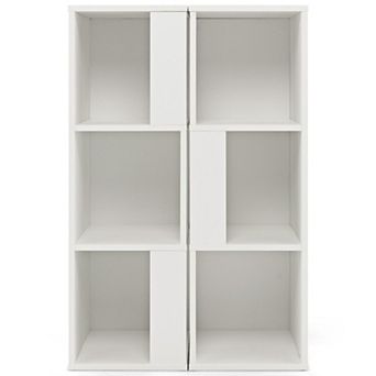 White 3 tier 6-Cube Bookcase with Anti-Tip Safety Design