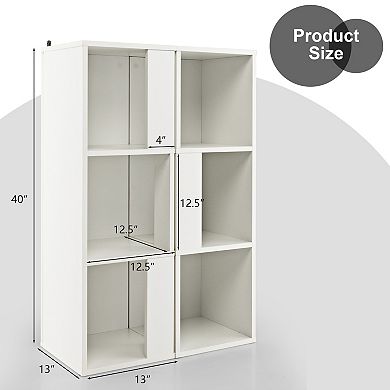 White 3-Tier 6-Cube Bookcase with Anti-Tip Safety Design