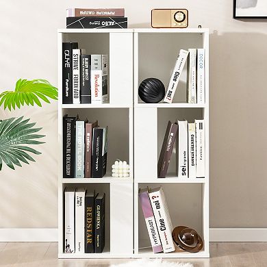 White 3-Tier 6-Cube Bookcase with Anti-Tip Safety Design
