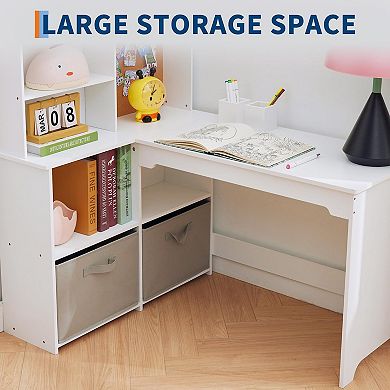 IDEALHOUSE Kids L-Shaped Desk & Chair Set