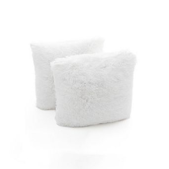 Cheer Collection Plush Shag Faux Fur Decorative Throw Pillow Set of Two for Sofa Bed Seating