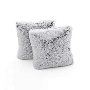 Cheer Collection Super Soft Shaggy Faux Fur Decorative Throw Pillows Set of Two for Sofa Bed