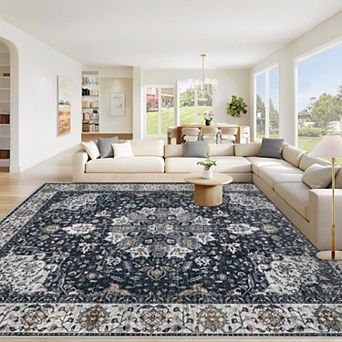 Vintage Boho Medallion Washable Non-Slip Area Rug