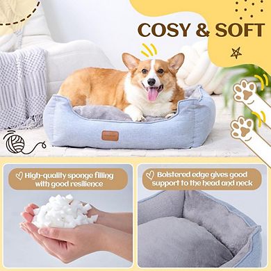 Rectangle Bolster Dog Bed, Sky Blue