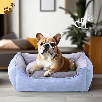 Rectangle Bolster Dog Bed, Sky Blue