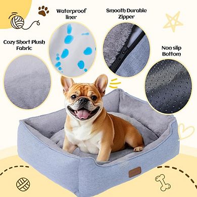 Rectangle Bolster Dog Bed, Sky Blue