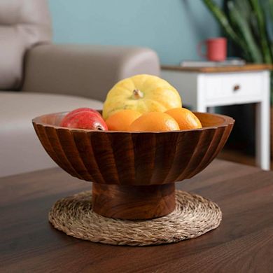 Handcrafted Wooden Footed Decorative Bowl