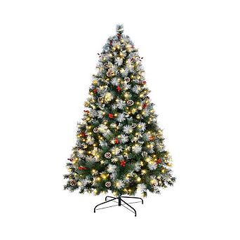 7 Ft Pre-Lit Pine Christmas Tree with Berries