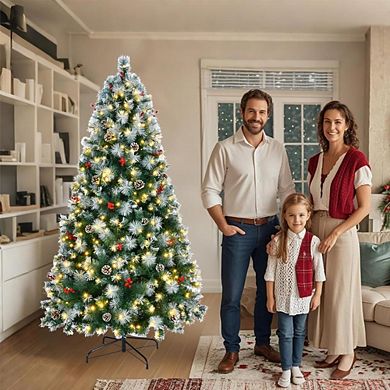 7 Ft Pre-Lit Pine Christmas Tree with Berries