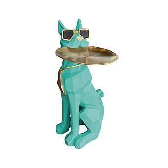 3D Decorative Dog Sculpture with Tray