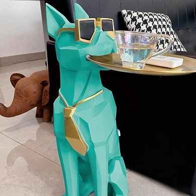 3D Decorative Dog Sculpture with Tray