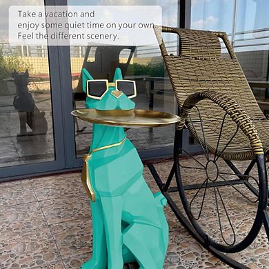 3D Decorative Dog Sculpture with Tray