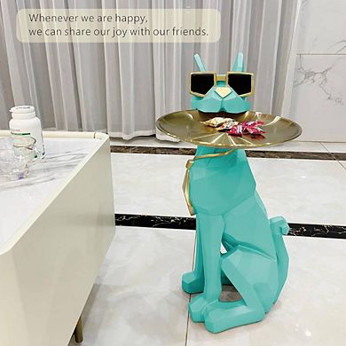 3D Decorative Dog Sculpture with Tray