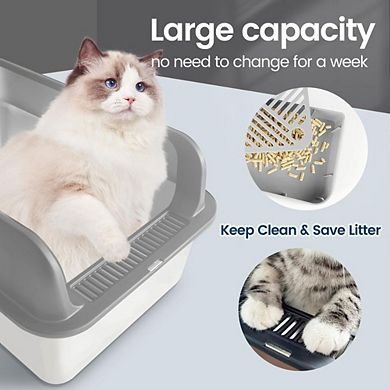 High-Walled Stainless Steel Litter Box