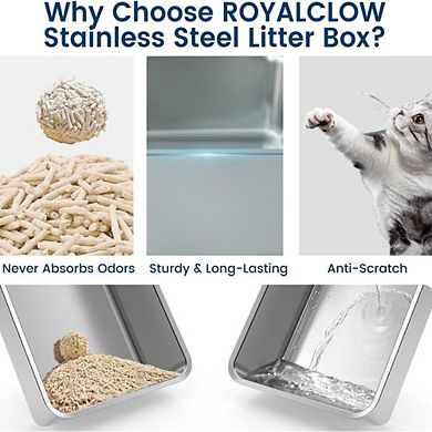 High-Walled Stainless Steel Litter Box