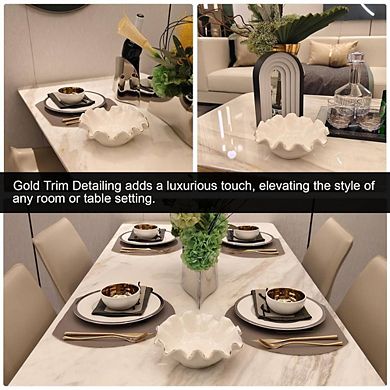 Ruffled Decorative Bowl with Gold Trim