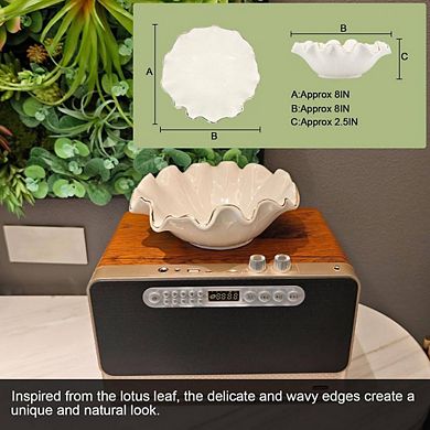 Ruffled Decorative Bowl with Gold Trim