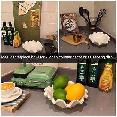 Ruffled Decorative Bowl with Gold Trim