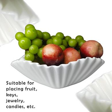 White Ruffled Ceramic Decorative Bowl