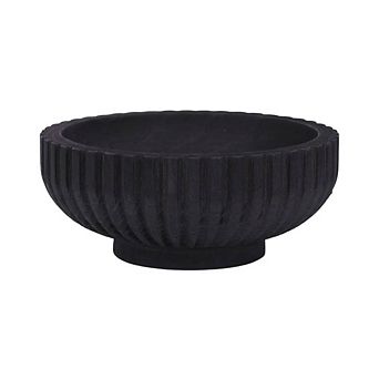 Black Wooden Fluted Decorative Bowl