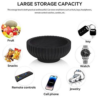 Black Wooden Fluted Decorative Bowl