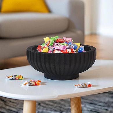 Black Wooden Fluted Decorative Bowl